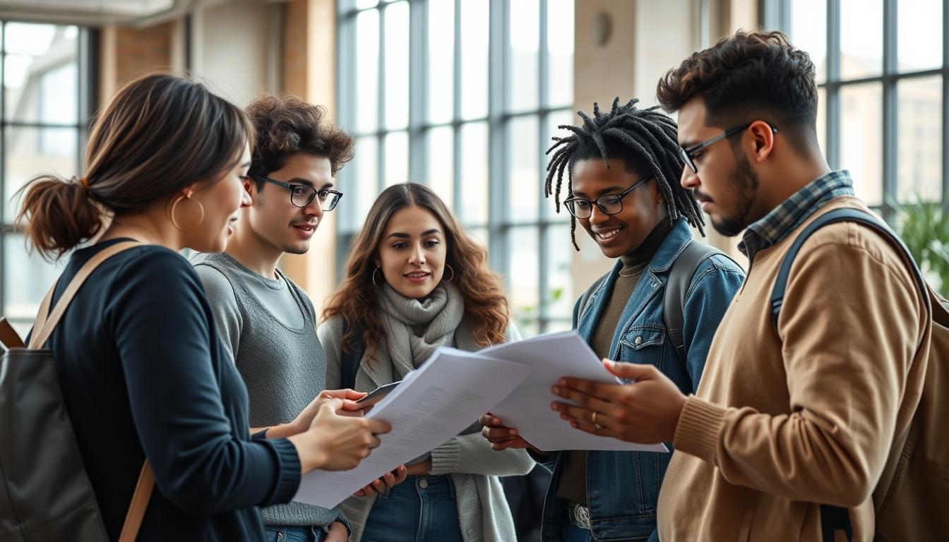 Student using a study guide to organize academic notes